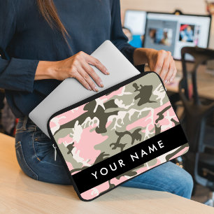 Rosa und grüne Tarnung Ihren Namen personalisieren Laptopschutzhülle