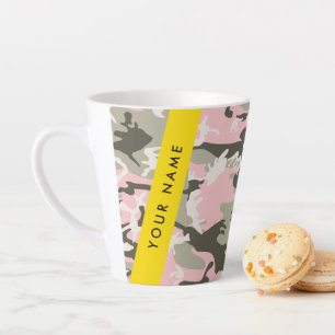 Rosa und grüne Tarnung Ihren Namen personalisieren Milchtasse