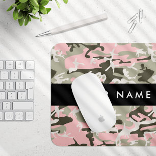 Rosa und grüne Tarnung Ihren Namen personalisieren Mousepad