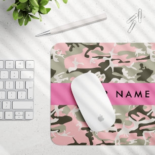 Rosa und grüne Tarnung Namen personalisieren Mousepad