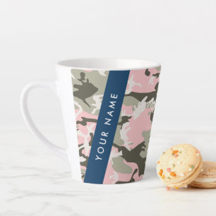 Rosa und grüne Tarnung Personalisieren Sie Ihren N Milchtasse