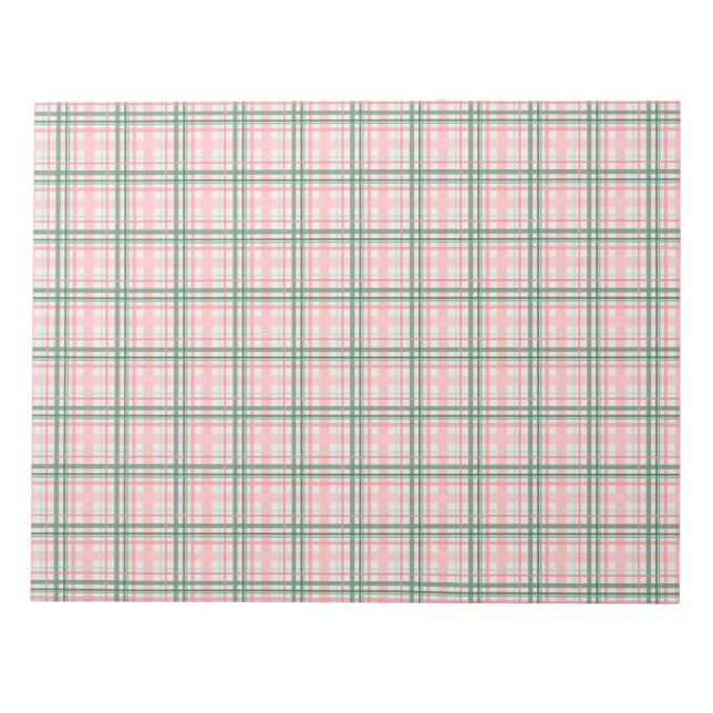 Rosa und grüne Tartan-Weihnachtskarten-Umschlag Notizblock (Vorderseite)