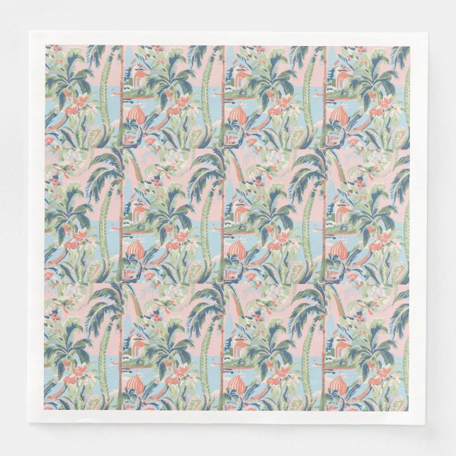 Rosa und grüne Toile-Papier-Dinner-Servietten, Tro Serviette (Vorderseite)