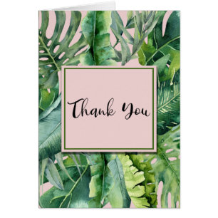 Rosa und grüne tropische Blätter Vielen Dank