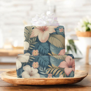 Rosa und grüne tropische Blumen-Hawai-Palmenblatt Geschenkpapier