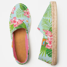 Rosa und grüne tropische Palmschuhe