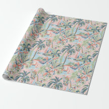 Rosa und grüne tropische Toile-Verpackungspapier,