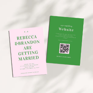Rosa und grüne Typografie - alles in einem QR-Code Einladung