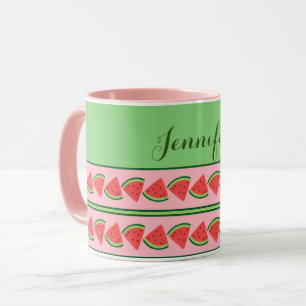 Rosa und grüne Wassermelonen - Personalisiert Tasse
