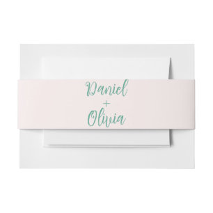 Rosa und grüne Wavy-Hochzeit Einladungsbanderole
