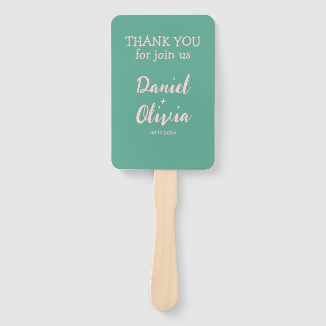 Rosa und grüne Wavy-Hochzeit Fächer (Vorderseite)