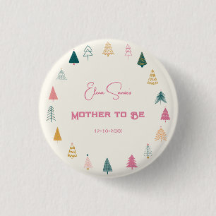 Rosa und grüne Weihnachts-Baby-Party für werdende Button