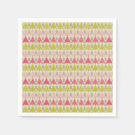 Rosa und grüne Weihnachtsbäume Serviette