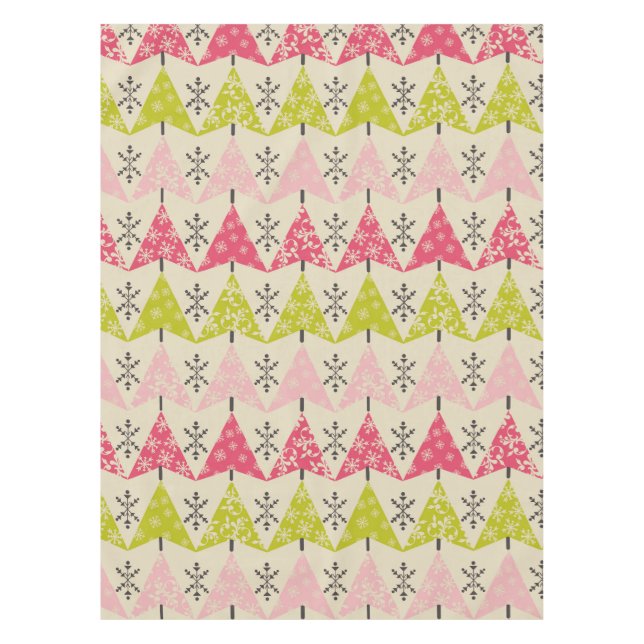 Rosa und grüne Weihnachtsbäume. Tischdecke (Vorderseite)
