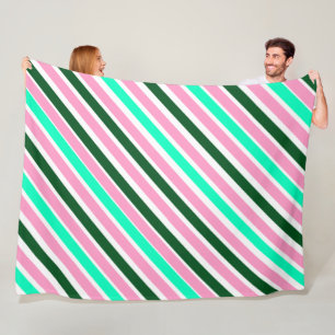 Rosa und grüne Weihnachtsbonbonstreifen  Fleecedecke