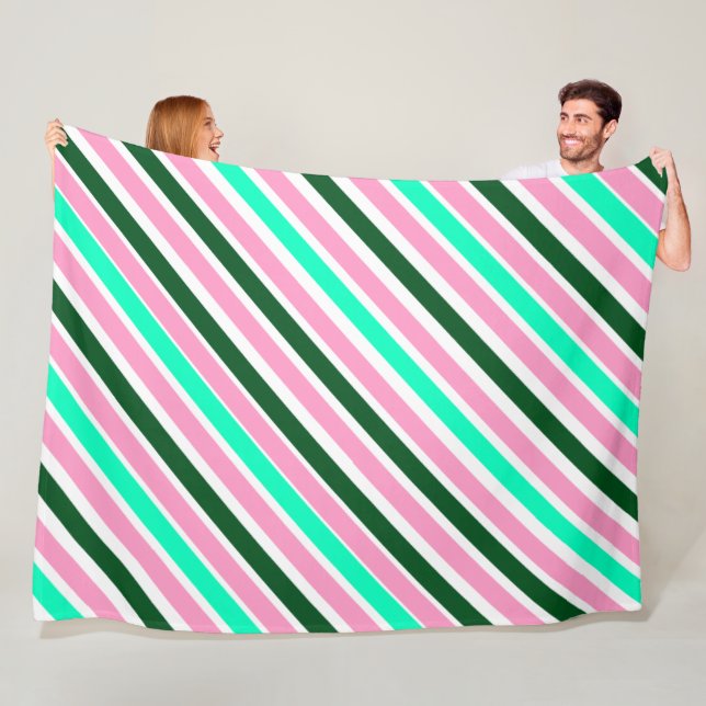 Rosa und grüne Weihnachtsbonbonstreifen  Fleecedecke (Beispiel)