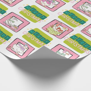 Rosa und grüne Weihnachtsenten Geschenkpapier