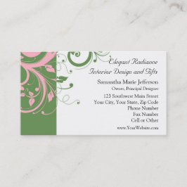 Rosa und grüner Blütenwirbel Visitenkarte