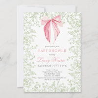 Rosa und grüner Bug Baby Dusche Einladung