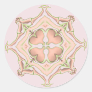 Rosa und grüner Diamant und Herzen Kaleidoskop Runder Aufkleber