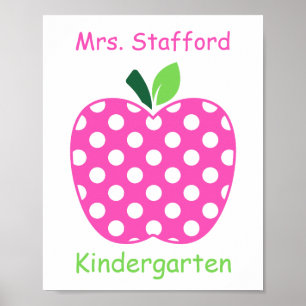 Rosa und grüner gepunkteter Lehrerapfel Poster