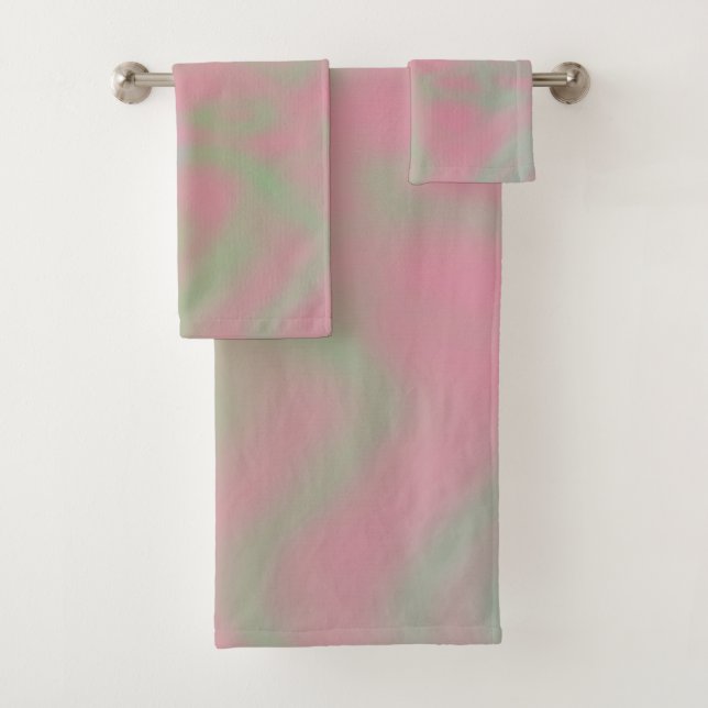 Rosa und grüner Marmor abstrakt Badhandtuch Set (Insitu)