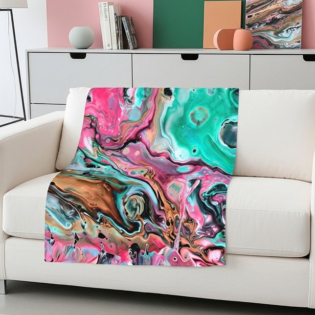 Rosa und grüner Marmor Fleecedecke (Von Creator hochgeladen)