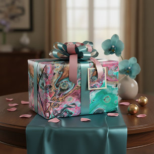 Rosa und grüner Marmor Geschenkpapier