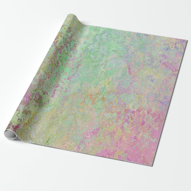 Rosa und grüner Marmordruck Geschenkpapier (Ungerollt)