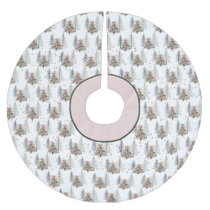 Rosa und grüner Pinselstrich-Weihnachtsbaum-Unterl Polyester Weihnachtsbaumdecke