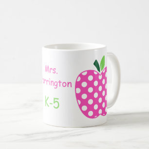 Rosa und grüner Polka Dotapfel Kaffeetasse