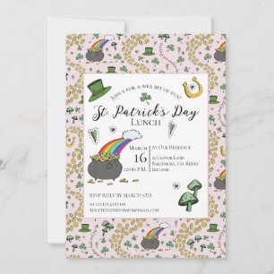 Rosa und grüner St. Patricks Day Pot of Gold Mitta Einladung