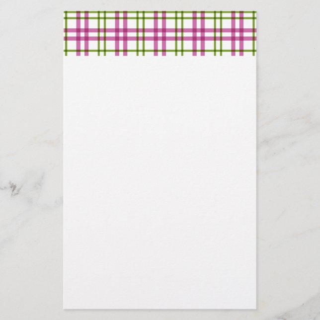 Rosa und grüner Tartan Briefpapier (Vorderseite)