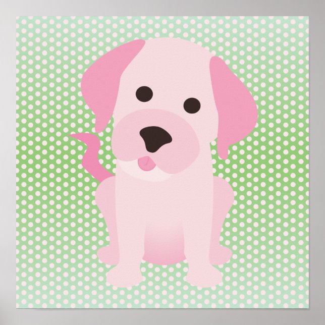 Rosa und grüner Welpenhund Poster (Vorne)