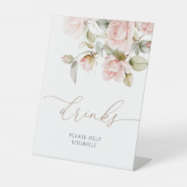 Rosa und grünes Brautparty Getränke Unterschrift Sockelschild