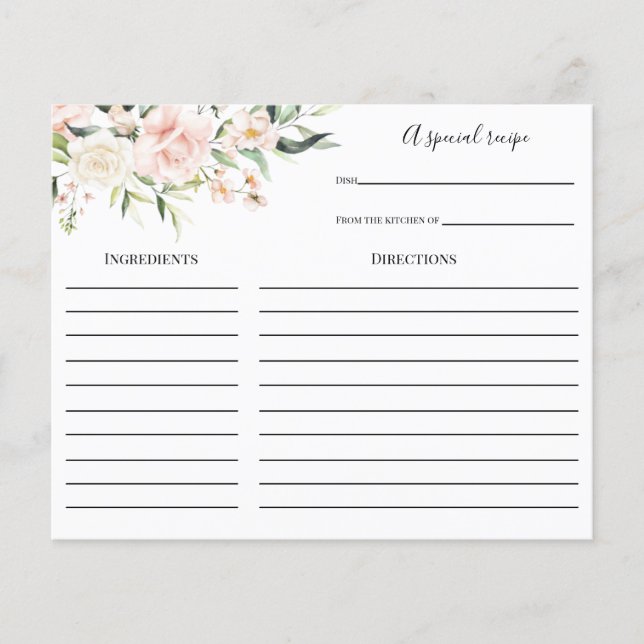 Rosa und grünes Brautparty Rezept Karte (Vorderseite)