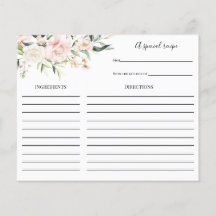 Rosa und grünes Brautparty Rezept Karte