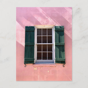 Rosa und grünes Fenster St Augustine Florida Foto Postkarte