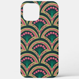 Rosa und grünes florales Fächer-Muster Case-Mate iPhone Hülle