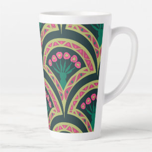 Rosa und grünes florales Fächer-Muster Milchtasse