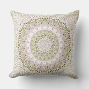 Rosa und grünes florales Mandala-Musterdesign Kissen