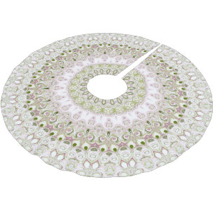 Rosa und grünes florales Mandala-Musterdesign Polyester Weihnachtsbaumdecke