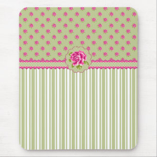 Rosa und grünes florales Mäuseunterlage für Mädche Mousepad