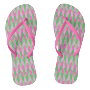 rosa und grünes geometrisches Muster 2 Flip Flops