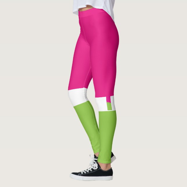 Rosa und grünes Liebe-Muster Leggings (Links)