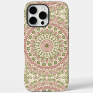 Rosa und grünes Mandala-Musterdesign iPhone 16 Pro Max Hülle