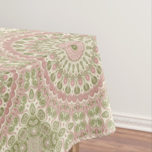 Rosa und grünes Mandala-Musterdesign Tischdecke