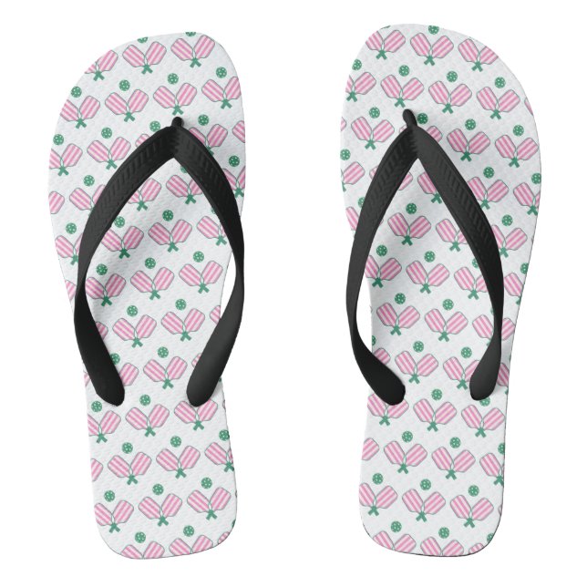 Rosa und grünes Pickleball Flip Flops (Fußbett)