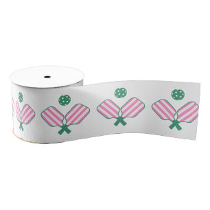 Rosa und grünes Pickleball Grosgrain Ribbon Ripsband