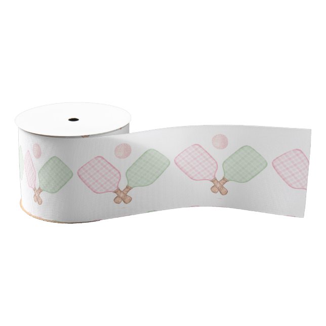 Rosa und grünes Pickleball Grosgrain Ribbon Ripsband (Spule)